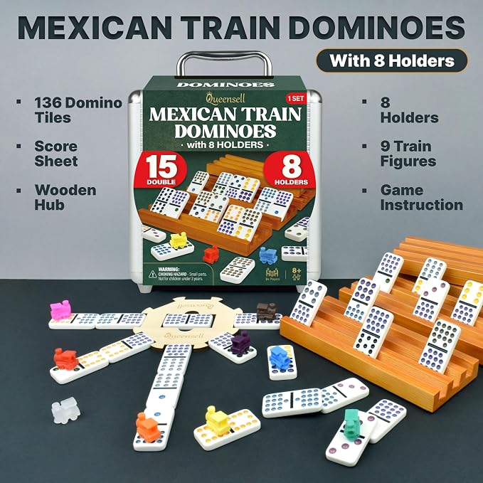 Queensell Mexican Train Dominoes Set Double 15 - Image 2