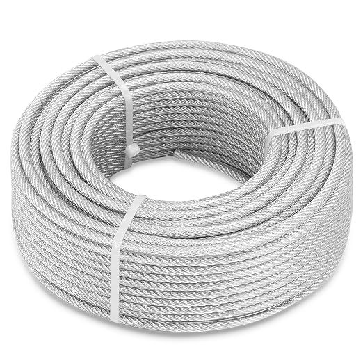 3/16" Wire Rope, 200Ft PVC Coated Steel Cable 7×7 Strand Core, Ideal Cable by hannger