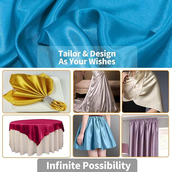 RUDONG M Aqua Blue Satin Fabric by The Yard, 5 Yard x 60 Inch Wide Silky - Image 4