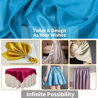 RUDONG M Aqua Blue Satin Fabric by The Yard, 5 Yard x 60 Inch Wide Silky - Image 4