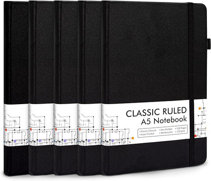 5 Pack Journal Notebook Bulk for School, Feela Hardcover Business Notebooks by feela