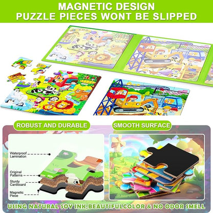 Magnetic Puzzles for Kids Ages 4-8, 3 in 1 Cartoon Jigsaw Puzzle Book, Toddlers - Image 5
