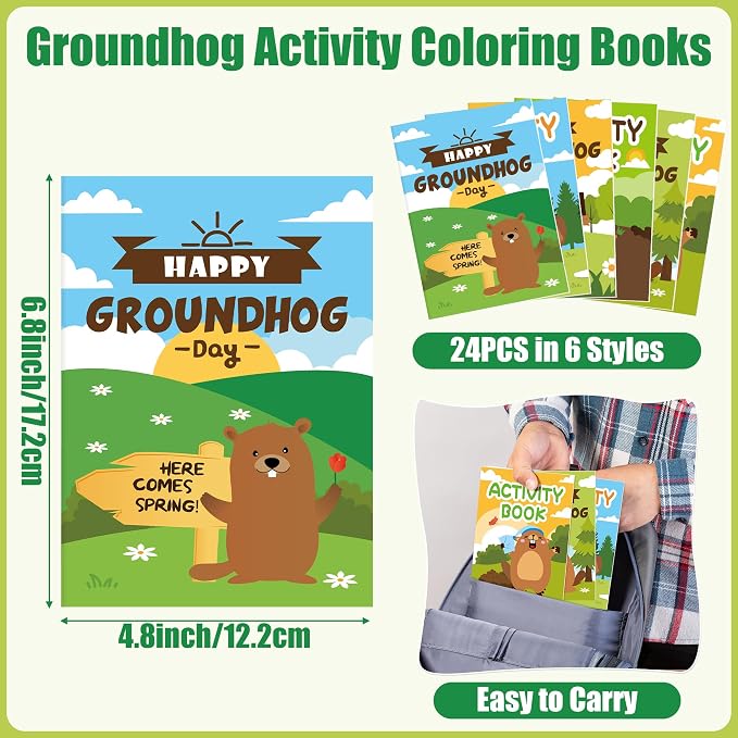JAPBOR Groundhog Activity Coloring Book - Image 2