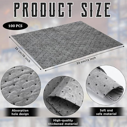 Sawysine 100 Pcs Adhesive-Backed Oil Absorbent Pads 13" x 10" Non-Slip Oil - Image 2