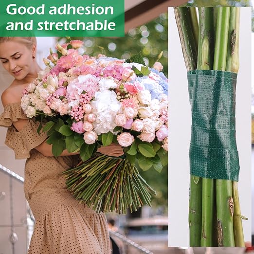 GLAMFIELDS Floral Tape Green, Flower Wrap Adhesive Waterproof Tape - Image 5
