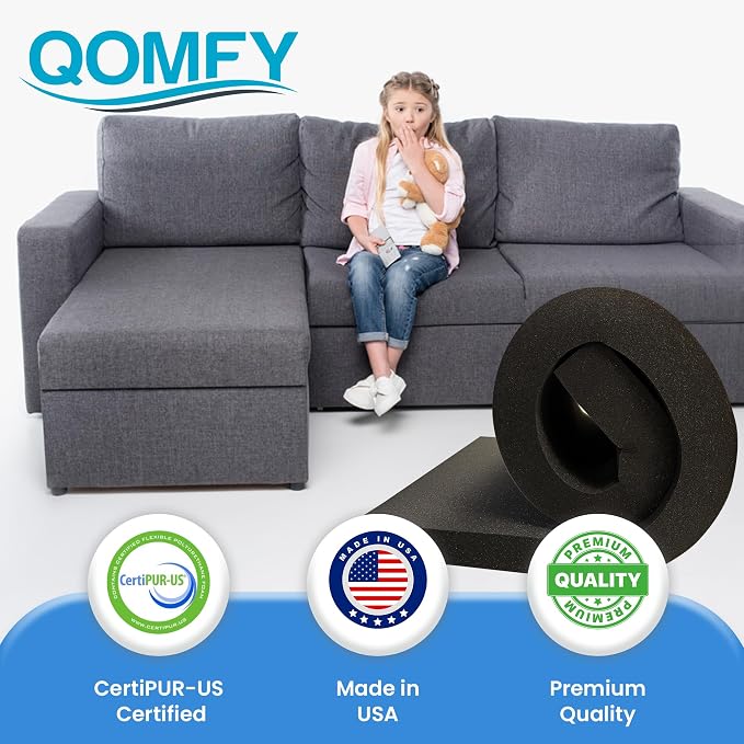 QOMFY 4" Height x 12" Width x 48" Length Charcoal Upholstery Foam Sheet | Made - Image 8