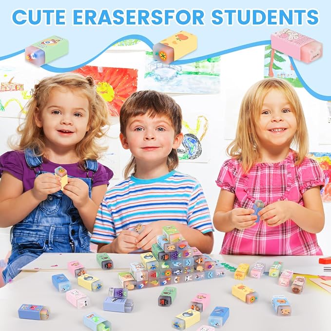 100 Pcs Cute Eraser for Kids Bulk Kawaii Erasers for Classroom Fun Erasers for - Image 3