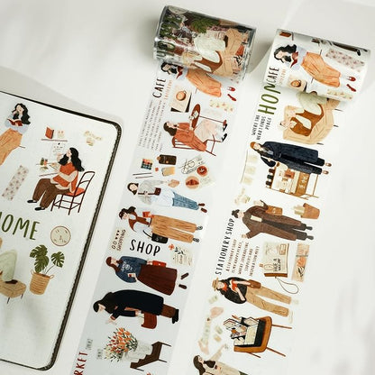 WT Pre-Cut Planner’s Day PET Tape Set, 2 Rolls, Original Designs, Waterproof - Image 2