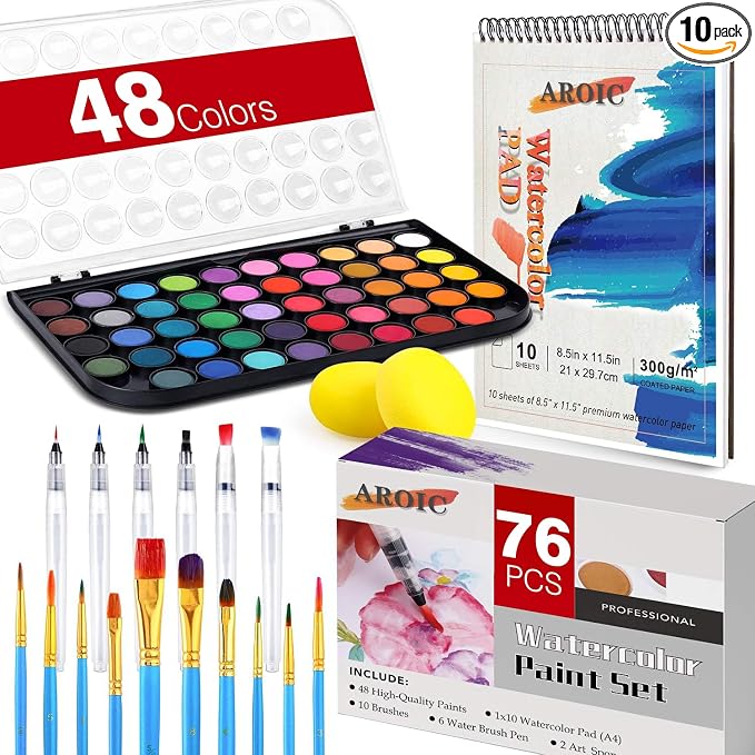 Watercolor Paint Set, 48 Color Watercolor by AROIC