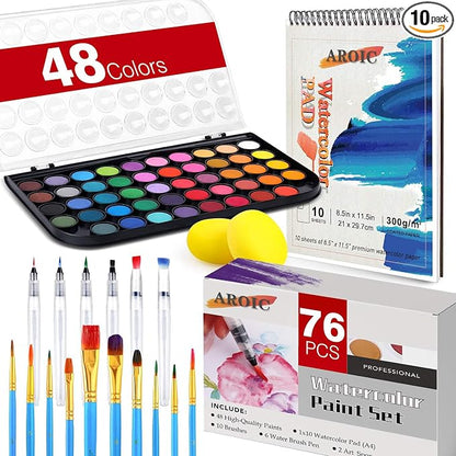 Watercolor Paint Set, 48 Color Watercolor by AROIC
