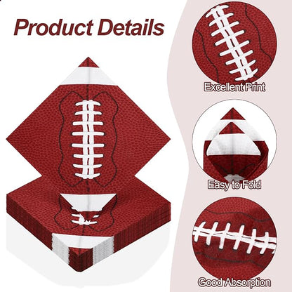 Aodaer 48 Pieces Football Paper Napkins Disposable Football Party Napkins - Image 3