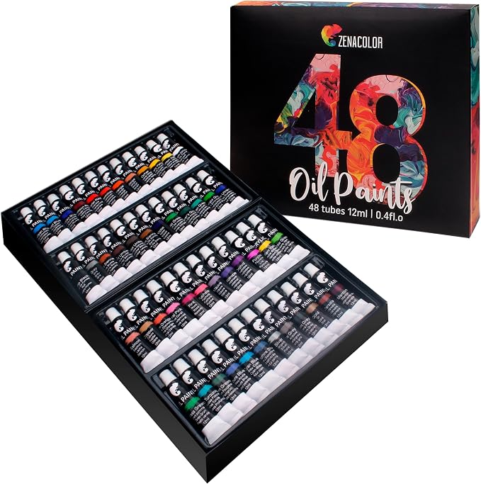 Zenacolor Oil Paint Set 48 x 12mL Pack of 48 Tubes of Oil Paints by Colorinspirationfun