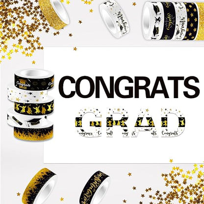12 Rolls Graduation Washi Tape, Congratulations Grad Cap Decorative Paper - Image 6