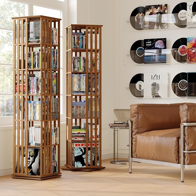 XIMN 360° Rotating Bamboo CD/DVD Shelf - Image 2