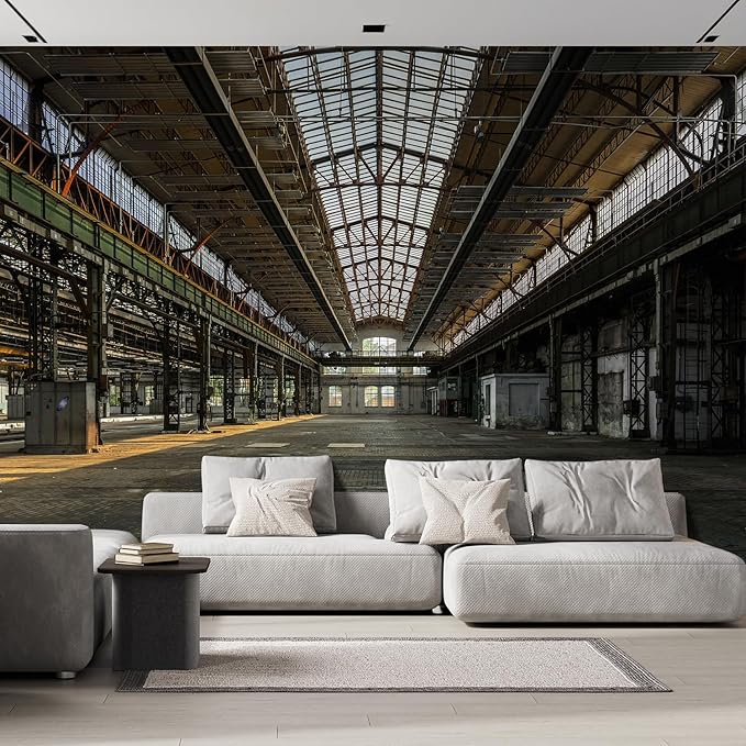 wall26 Industrial Interior of an Old Factory Building Removable Wall Mural | by wall26