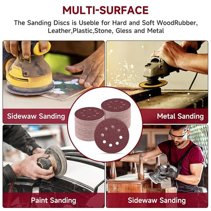 100 PCS 5 Inch Sanding Discs 240 Grit, Round Hook and Loop Sandpaper - Image 7
