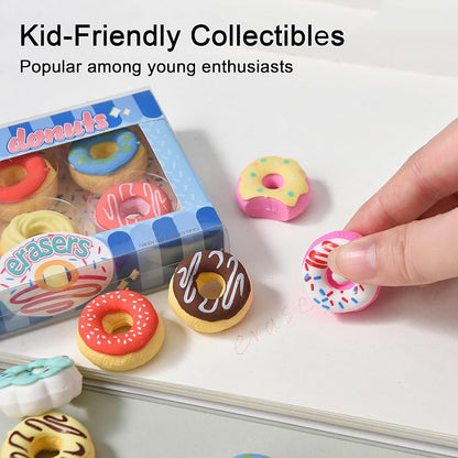 HILAZA Donut Erasers for Kids Bulk, 24 Pieces 3D Cute Fun Food Erasers for - Image 7