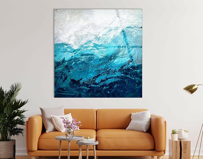 My Photostation.com 30Wx24H'' Blue Waves Abstract Glass Wall ArtTempered Glass - Image 8
