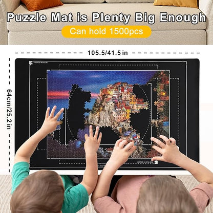 Napzy Rubber Puzzle Mat, Puzzle Matt Rollup, 1500 Piece Puzzles Play Mat Has - Image 2