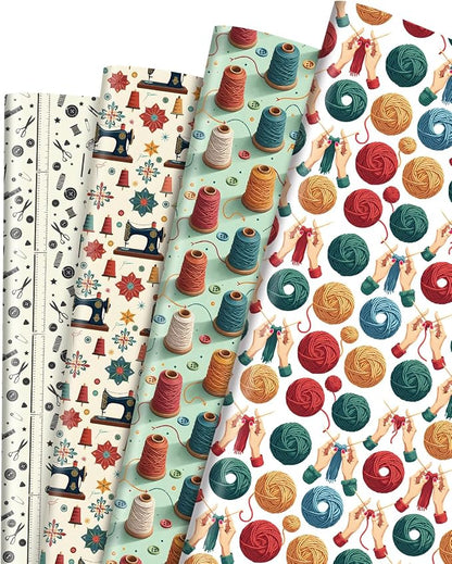 Pineraap 12 Sheets Sewing Theme Wrapping Paper, Vintage Sewing Machine by Pineraap