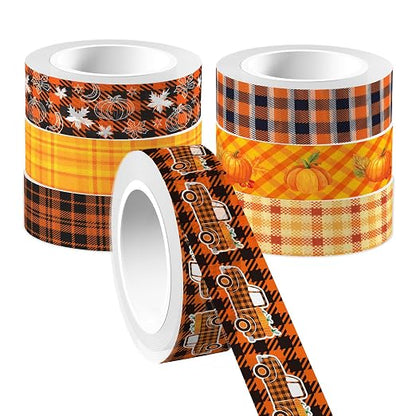 12 Pcs Thanksgiving Washi Tape Fall Maple Leaf Masking Tape Pumpkin Pattern - Image 2