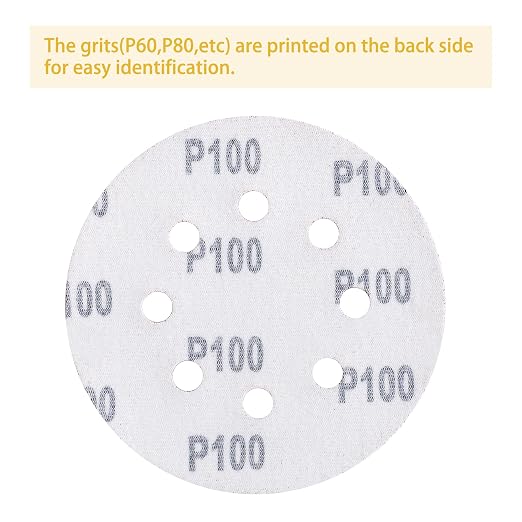 150PCS 100 Grit Gold Sanding Discs, 5-Inch 8-Hole Sandpaper - Image 5