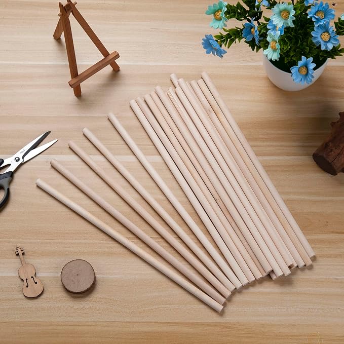 20 PCS Wooden Dowel Rods Wood Macrame Dowels 1/2x 12 inch, Round Wooden Sticks - Image 4
