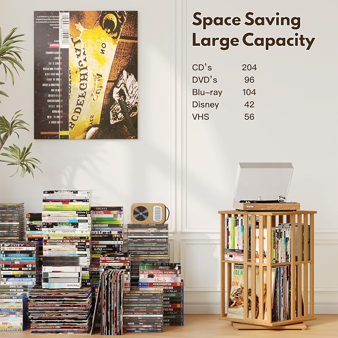 XIMN 360° Rotating Bamboo CD/DVD Shelf - Image 6