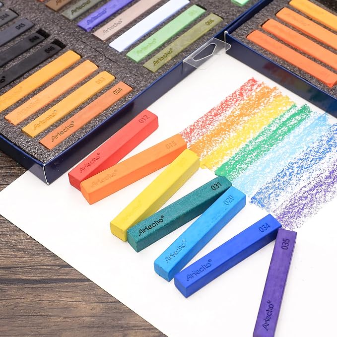 Artecho 72pcs Soft Pastels, 70 Colors Including 4 Fluorescent Colors, Extra - Image 4