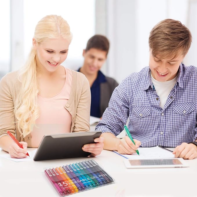 Vanstek 15 Colors Retractable Erasable Gel Pens Clicker, Fine Point, Make - Image 6