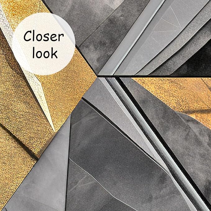 AFZEVEB-3D Geometric Wall Mural Gray and Gold Wallpaper - Image 4