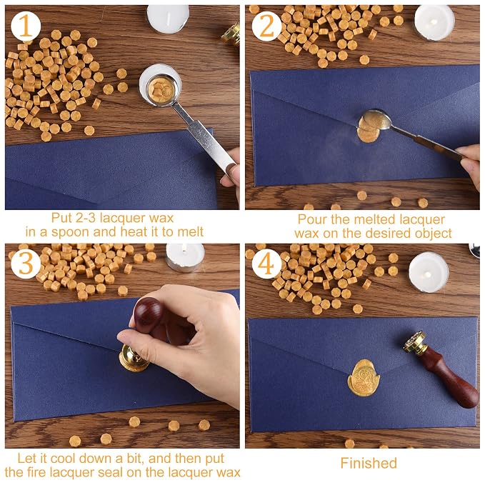 500 Pcs Octagon Sealing Wax Beads Gold Wax Seal Beads - Image 3