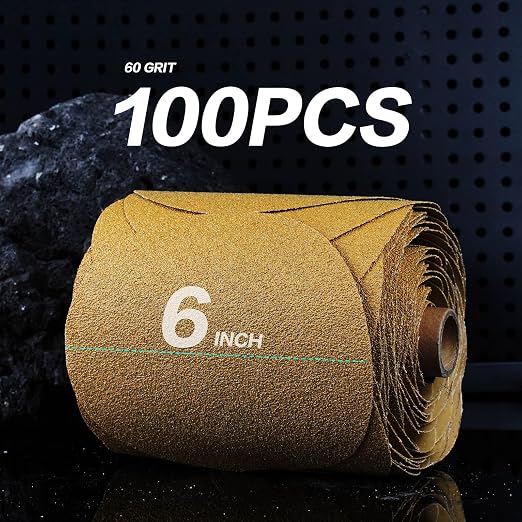 PSA Sanding Discs 6 Inch Adhesive Backed Sandpaper 100 Pack 100 Grit Self - Image 2