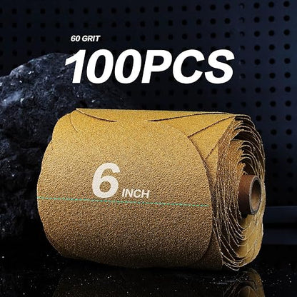 PSA Sanding Discs 6 Inch Adhesive Backed Sandpaper 100 Pack 100 Grit Self - Image 2