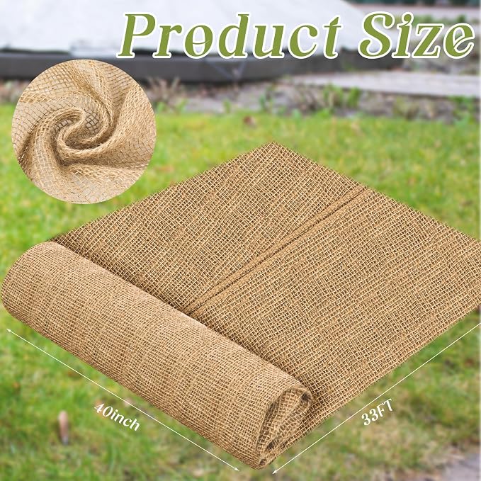 Buryeah 40 Inch x 33 ft Burlap Fabrics Roll Natural Jute Burlap Garden Tree - Image 2