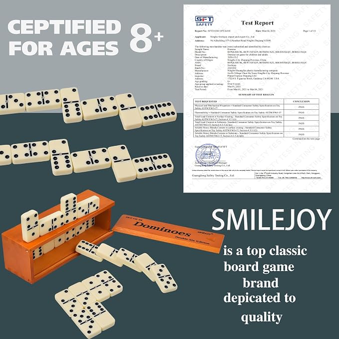 Smilejoy Dominos Set for Adults -Jumbo Size Dominoes Double Six Edition- - Image 5