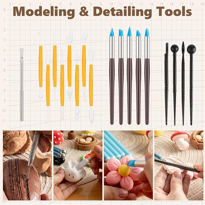 UUSYCUN 48PCS Pottery Tools for Sculpting, Clay Tool Kit for Carving, Modeling - Image 6