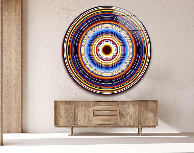My Photostation.com 31.5'' Diameter Colorful Concentric Circles Round Glass - Image 4