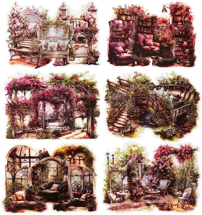 60Pcs PET Scrapbook Stickers, Vintage Aesthetic Designs by MiyouLuna