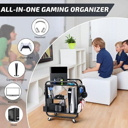 PLKOW Video Game Organizer, Rolling Video Game Storage Rack - Image 5