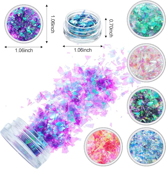 18 Boxes Mermaid Iridescent Chunky Glitter Flakes Chrome Nail Sequins Aurora - Image 3