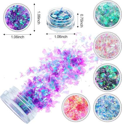 18 Boxes Mermaid Iridescent Chunky Glitter Flakes Chrome Nail Sequins Aurora - Image 3