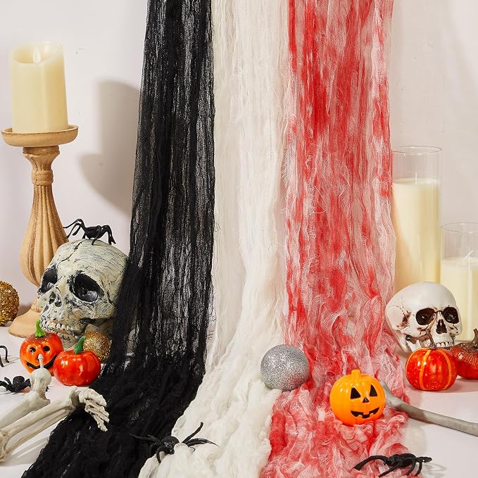 Boao Halloween Cheese cloth 85 x 197 Inch White Black and Bloody Cheesecloth - Image 5
