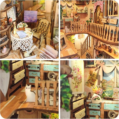 DIY Book Nook Kit, Dollhouse Booknook Bookshelf Insert Decor, 3D Wooden Puzzles - Image 4