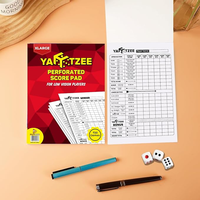 PlayDice Score Pads for Yahtzee: 120 Easy Tear Off, Large Print Score Sheets - Image 5