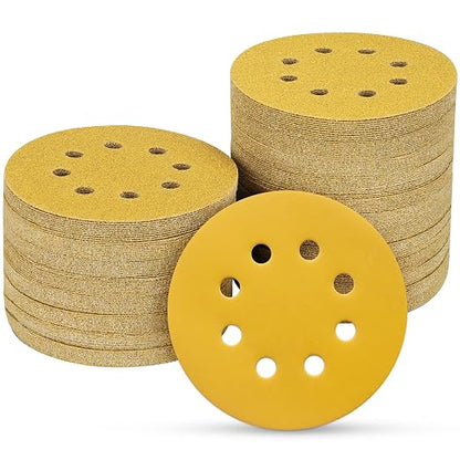100PCS 5 Inch 8 Hole Sanding Discs 600 Grit by POTUINOM