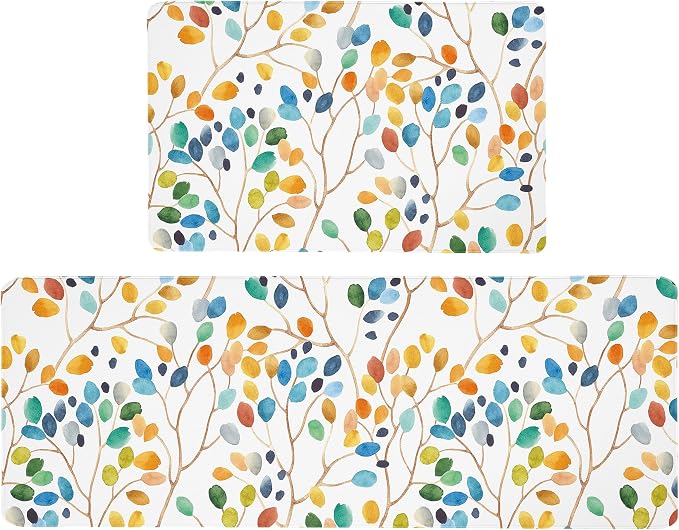 weesire Anti Fatigue Mats for Kitchen Floor Boho Kitchen Rugs Colorful Floral by weesire