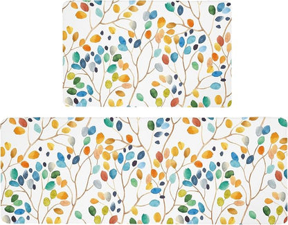 weesire Anti Fatigue Mats for Kitchen Floor Boho Kitchen Rugs Colorful Floral by weesire