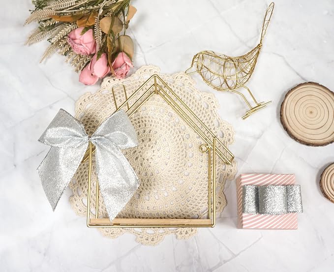 CT CRAFT LLC Glitter Wired Ribbon 2.5" x 20 Yards Silver - Image 5
