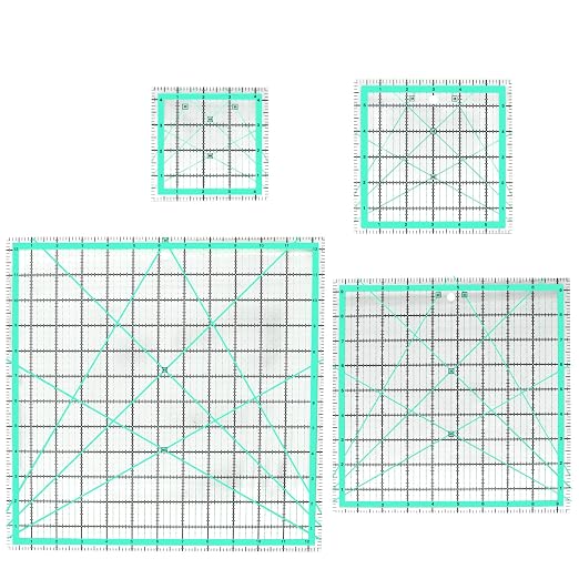 MANUFORE 4pcs Square Quilting Ruler Sewing Acrylic Ruler Anti-Slip Metric Ruler - Image 2